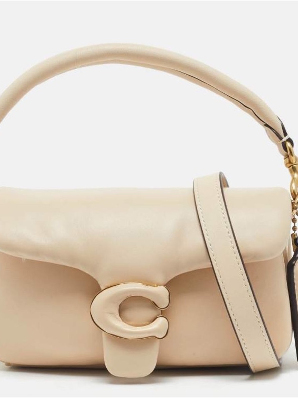 Coach Cream Leather Shoulder Bag with Signature 'C' small pillow Tabby